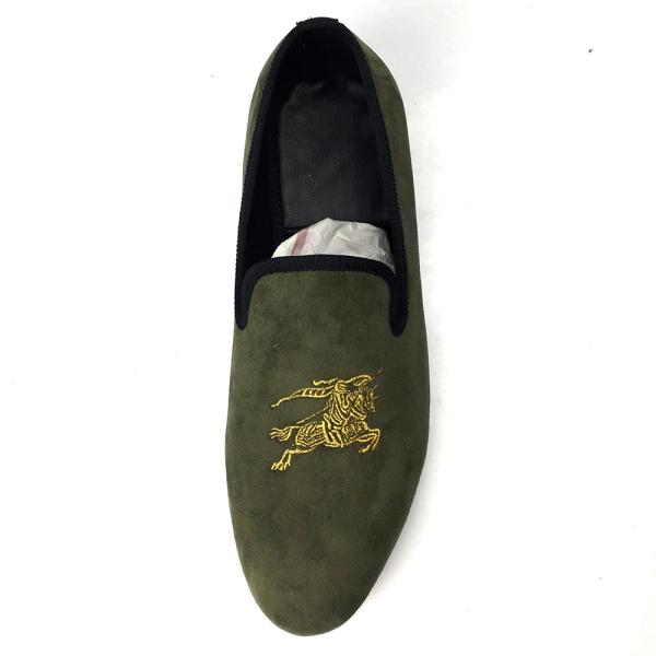 Army Green Mens Velvet Loafers Breathable Mens Slip On Summer Shoes