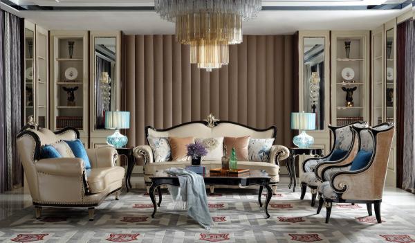 French Sofa Ltaly Leather Upholstered Living room Sofa for Luxury villas house furniture directly by china factory
