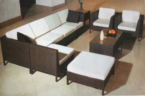 8-piece patio outdoor  wicker rattan modular conversation deep seet sofa set with single chair-9029