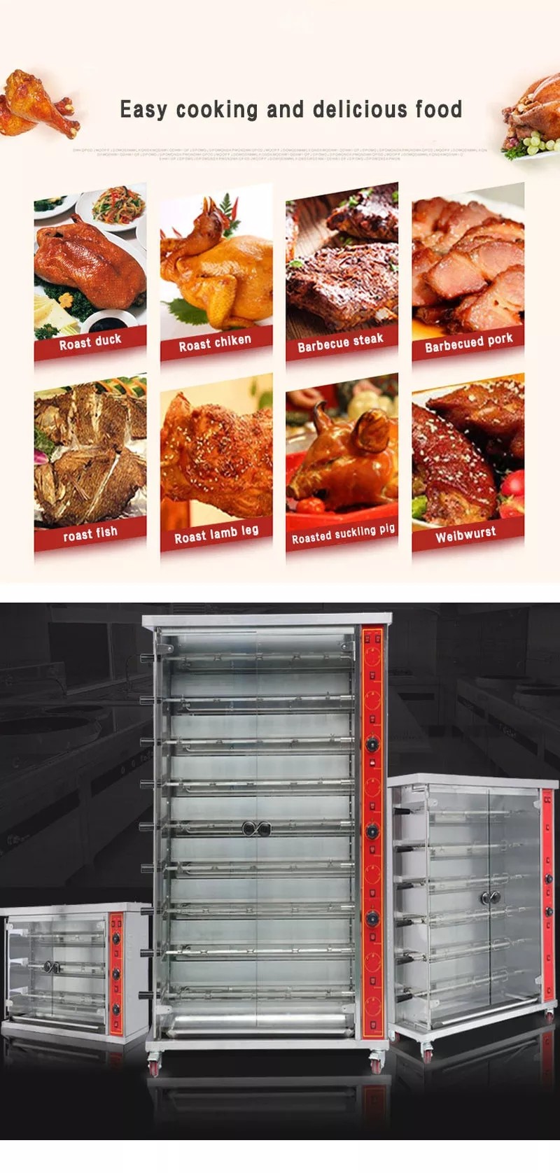Электрический создатель жареного цыпленка штаног печи 6 Rotisserie цыпленка SS201