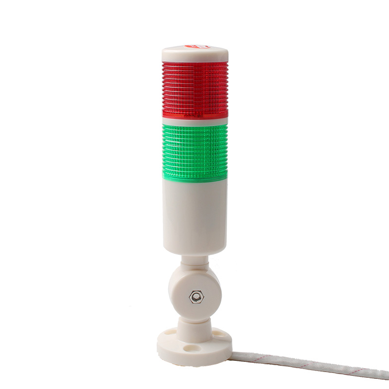 Industrial Signal Tower Safety Warning Light 2 Colors LED Lamp Bulb Red Green with White Plastic 2 Layer Base 12-24VDC
