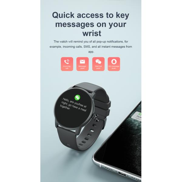 TFT-LCD Touch Screen 240*240 Blood Pressure Monitoring Smartwatch 1.28 Inch