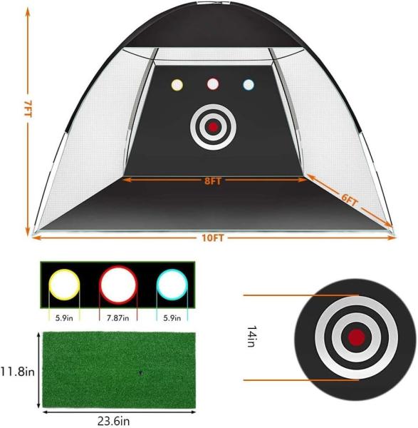 Golf Hitting Cage Practice Aid For Outdoor, Golf Practice Net, Hitting Aids Nets, Portable Golf Impact Nets Cages