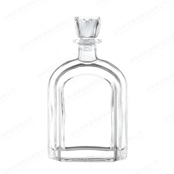 Classic Square Clear Packing Wine Bottle With Glass Lid 500ml 750ml 1000ml