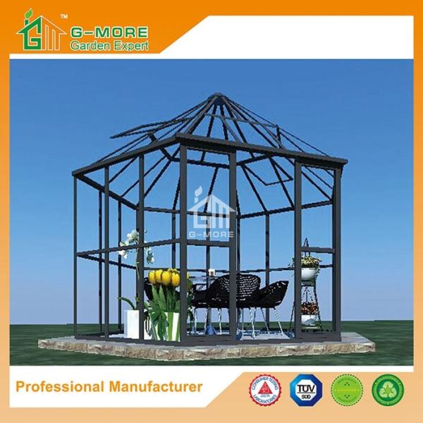 Aluminum Greenhouse-Hexagon Series-320 X 283 X 275CM-Dark Grey Color- PC or Glass