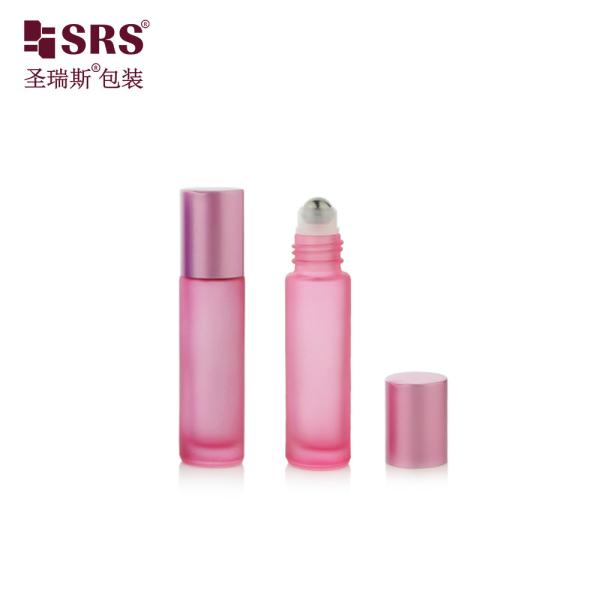 BLPM-10ml Manufacture Rainbow Colored Customization Options Surface Frosted Handling Empty Glass Roller Bottle 10ml With jade ball For Anti Itch Perfume Oil