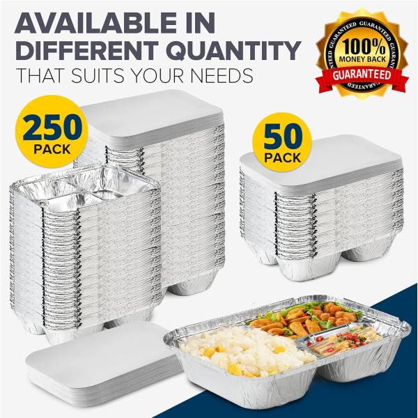 Highly Durable Pulp Moulding 4-grid Aluminum Foil Lunch Box for Reusable Packaging
