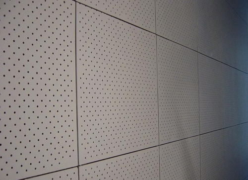 Polyester Fiber Rock Wool Perforated Wood Acoustic Panels For Cinema / Museum