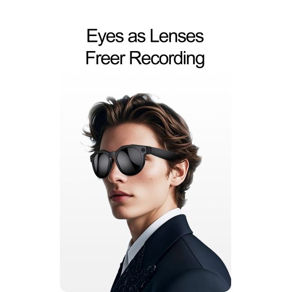 Photochromic Smart Glasses W611 Pro Auto-Tinting Lenses 8MP Camera AI Voice Assistant WiFi 1080P Video IP66 Waterproof Magnetic