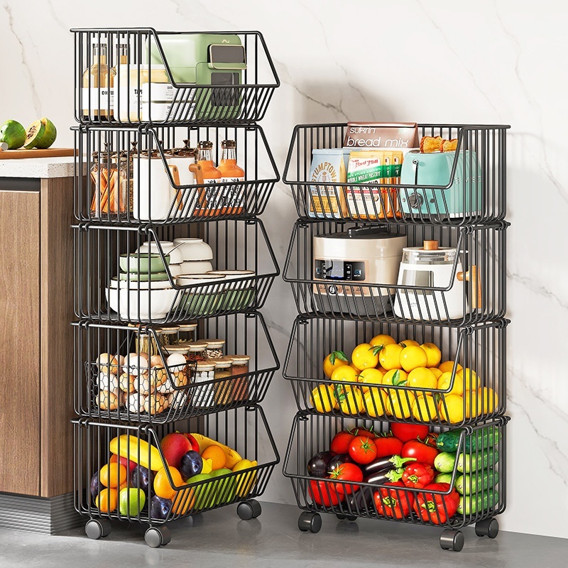 Wholesale OEM Standing Type Multi Tiers Organization Basket Kitchen Vegetable Storage Holders Rack
