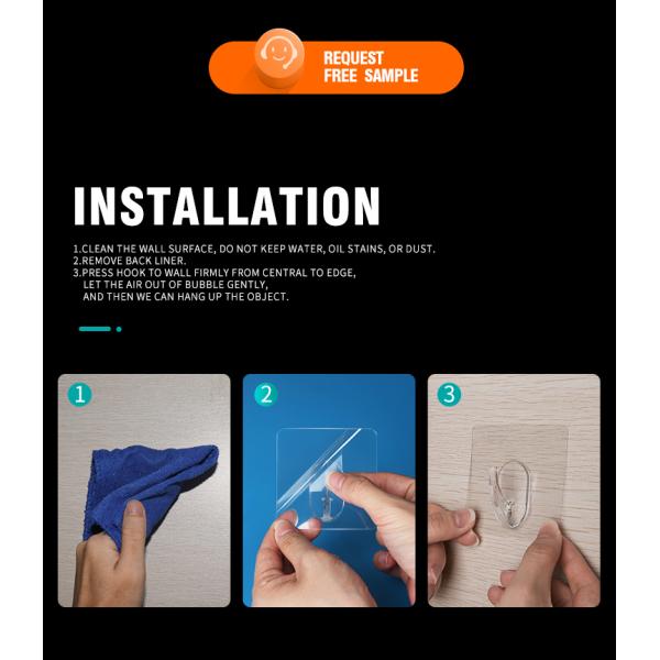 WGO Self Adhesive PC clear coat hook Heavy Duty For Hanging Coat Towel Kitchen Bathroom Waterproof Rustproof