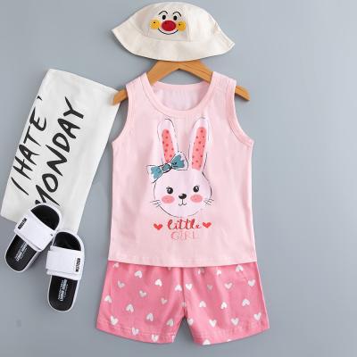 Pink Children Rabbit Print Pyjamas Age 3 Soft Cotton short sleeved