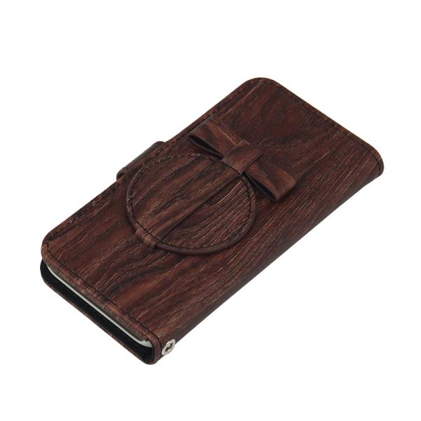 Manufacturer Special Bow Wood cover for Apple Iphone 7 leather case with Makeup mirror