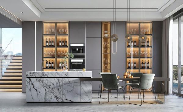 Plywood Particle Board Modern Kitchen Island With Drawers And Cabinets / Rta Island Cabinets
