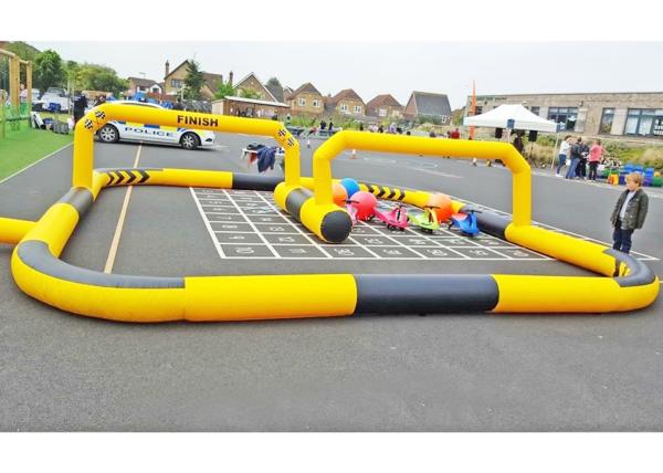 Funny Inflatable Sports Games Bicycle Racing Theme Customized Size For Children