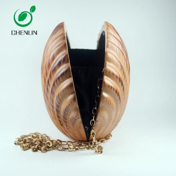 Private Logo Handmade Wooden Clutch Bag Women Party Bag With Hard Surface