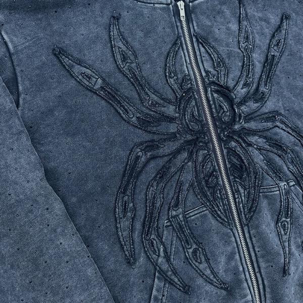 Custom Embossing Graphic Zipper up Hoodies for Men Heavyweight Cotton Fleece Hoodies 450gsm Vintage Acid Wash Streetwear Hoodies