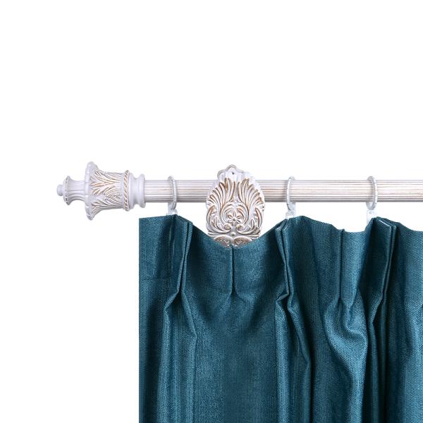 White Gold Color Iron Rods With Stereo Resin Finials And New Design Brackets For Indoor Decor