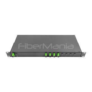 1U 19 Inch Rack Mounted Optical PLC Splitter 1 × 4 SC APC Conectores com