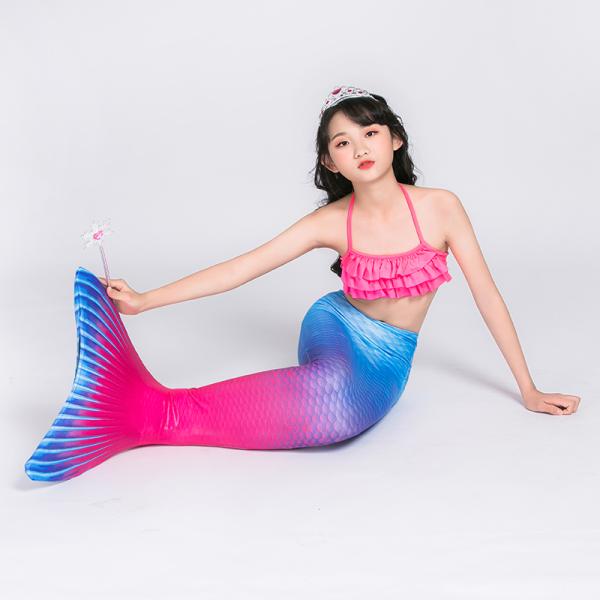 3-12Y Old Children Rainbow Mermaid Tails With Bathing Bikini For Swimming