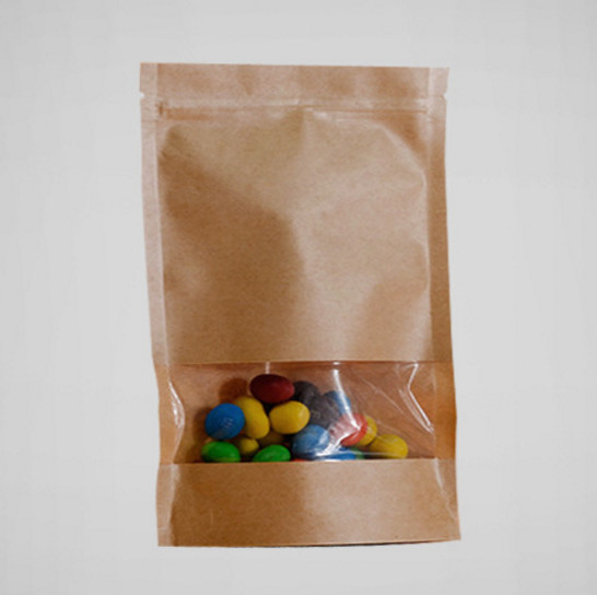 Candy Packaging Flat Clear Plastic Paper Food Kraft Packaging Bag Wholesale