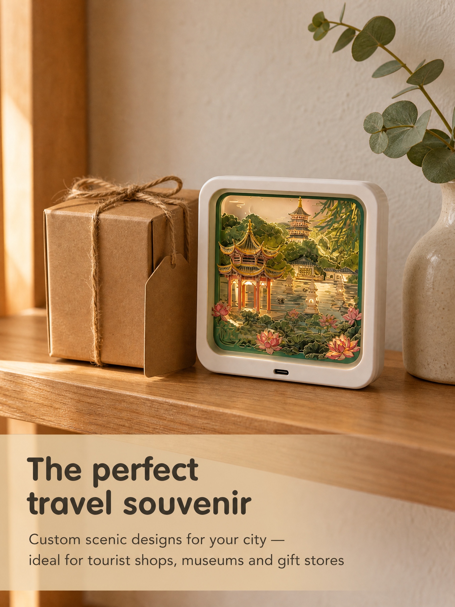 OEM Custom 3D Paper-Cut Magnetic Light Fridge Magnet Souvenir Switch-Shaped LED Night Lamp USB Rechargeable Gift