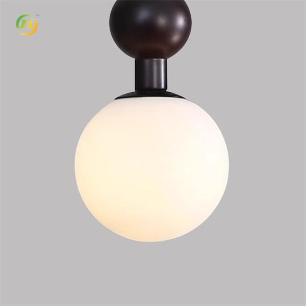 Modern Bedroom Lighting Glass And Wood Single Head Pendant Light