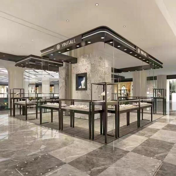 Round Curved Jewelry Display Cabinet Oval jewellery glass counter Custom