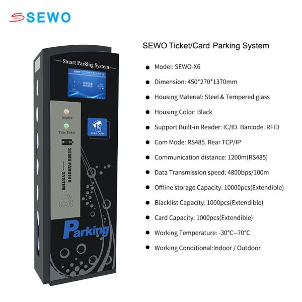 SEWO Automatic Payment Parking Ticket System with Offline Operation and Steel & Tempered Glass Housing