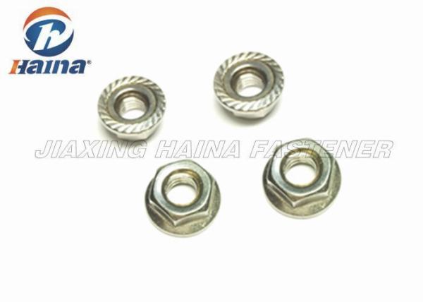 Stainless Steel 304  Plain Color Serrated Hex Flange Nuts for Pipe Connections