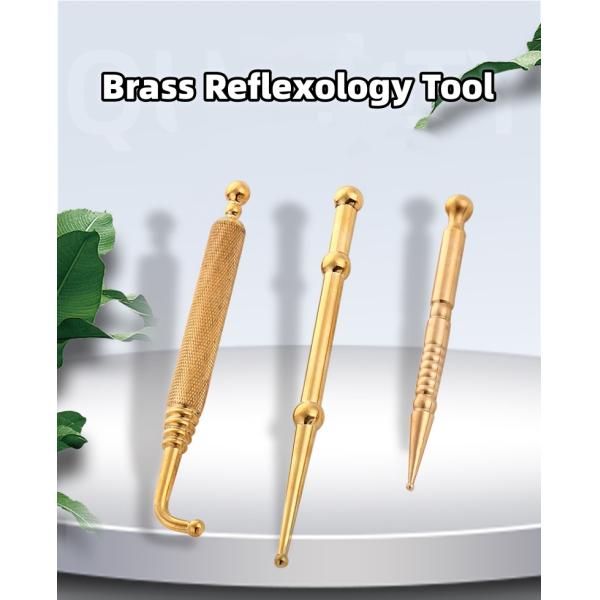 Full-body Massage Area Elbow Brass Copper Manual Acupressure Reflexology Pen for Gold Plated Tissue Massage Stick