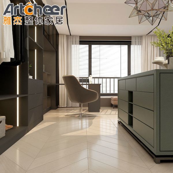 Modern Walk-in Wardrobe with Aluminium Handle Minimalist Design and Glass Door for Bedroom
