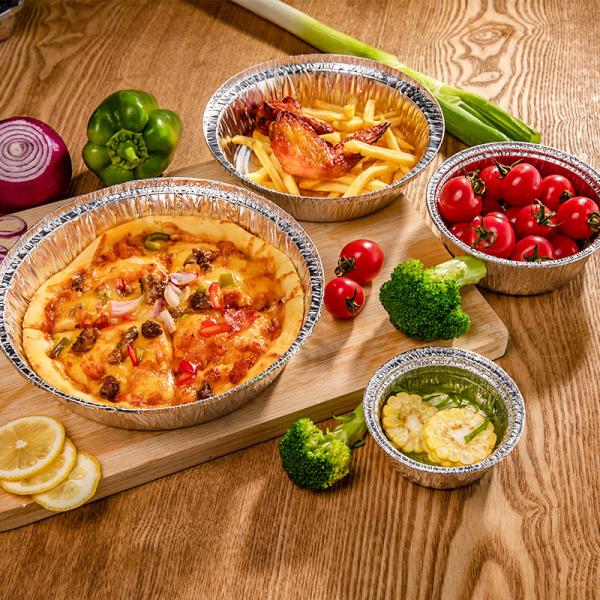 Plastic Lids Round Foil Trays 650ml Aluminum Foil Pan