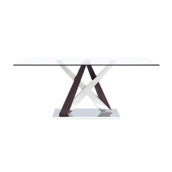 Tempered Glass 150cm Chromed Steel 52kgs Modern Dining Table