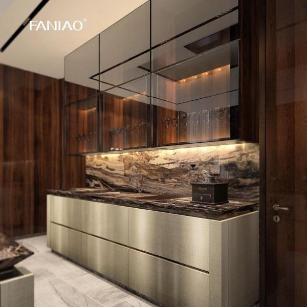 Дизайнерские шкафы для кухни из твердого дерева с высоким блеском