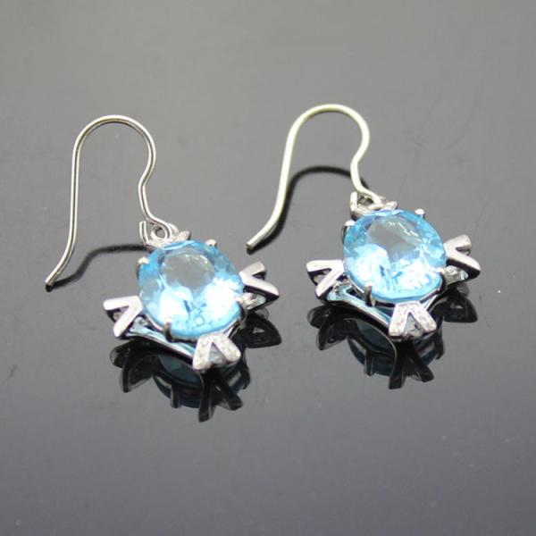 Women Jewelry Sterling 925 Silver Citrine  Cubic Zirconia Dangle Earrings (E07)