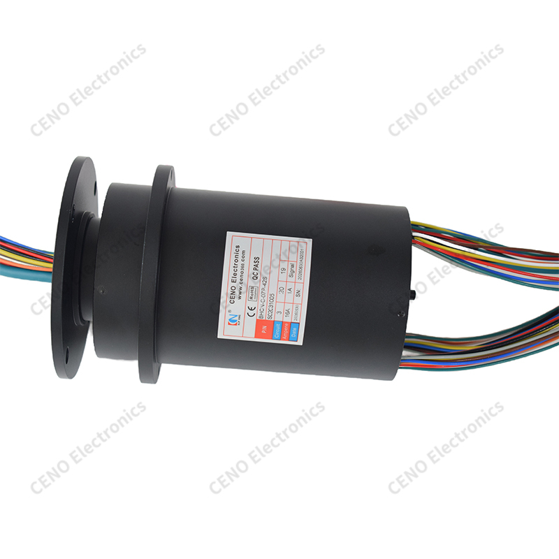 Flange-Mount Hybrid Slip Ring with 42 Circuits for Power & Signal 