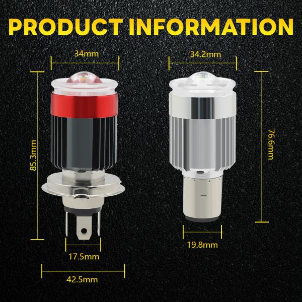 H4 BA20D Black Casing 80V Universal Motorcycle LED Headlight Bulb