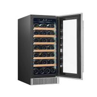 60 garrafas Refrigerador de vinho elétrico de zona dupla com prateleiras de madeira em preto