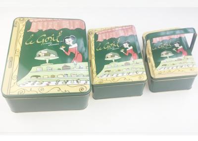 Boîte réglée adaptée aux besoins du client de bidon de déjeuner en métal de rectangle pour le stockage de sucrerie de biscuit de vacances