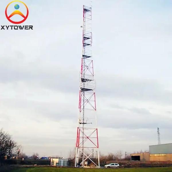 Galvanized 3 Legs Triangular Radio Mast Telecom Self Supporting Angle Steel Lattice Tube Tower