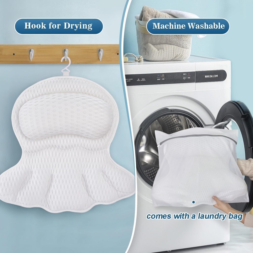 Quick-Dry 4D Air Mesh Bathtub Pillow with Non-Slip Suction Cups
