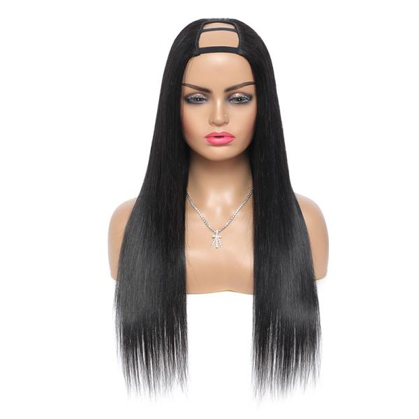 Full Cuticle Brazilian Hair Preplucked U Part Wig with 180% Density in Bone Straight