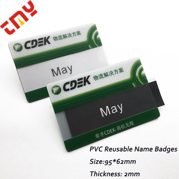 Name Badges With Window Custom PVC Acrylic Reusable Name Badges Magnetic Back