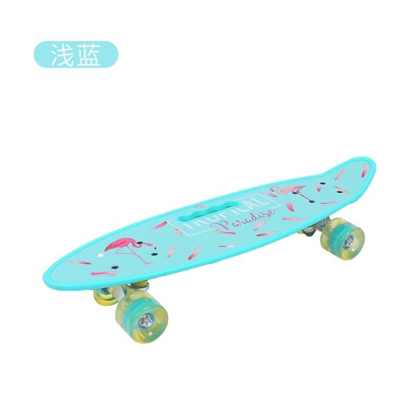 Flat-Plate Hand-held Small Fish Board Printed Skateboard Four Wheel Flash Mobility Scooter For Boys And Girls