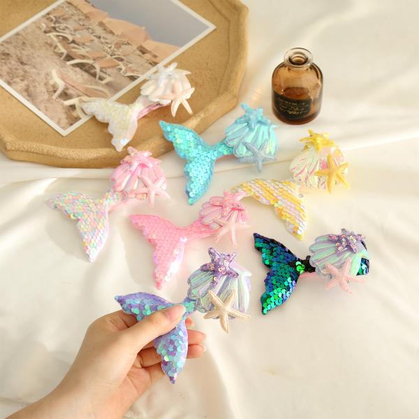 Cartoon mermaid tail Hairpin girl fresh hairpin Edge clip kids sequin bangs hairpin clip