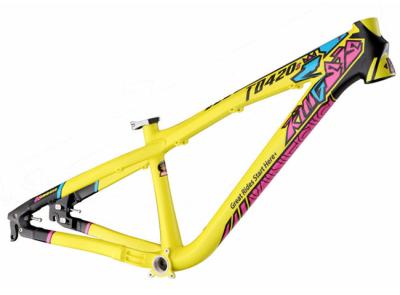 Aluminum All Mountain Dirt Jump Bike Frame 100 - 140 Mm Travel Yellow Color