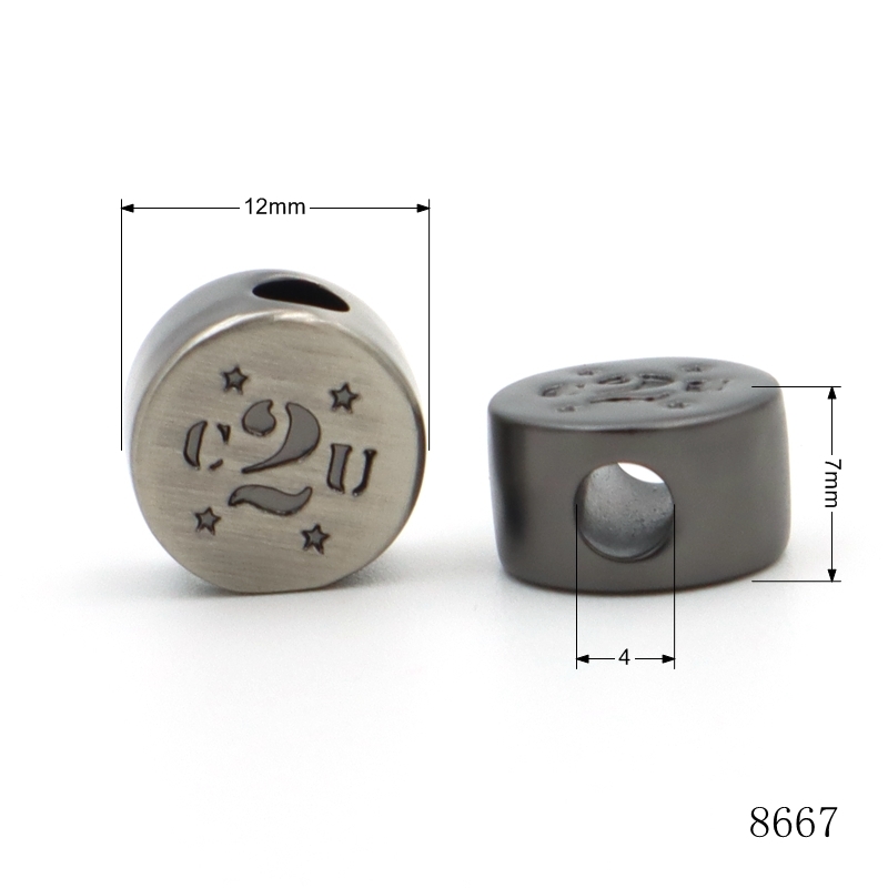 Gunmetal Metal Alloy Beads 12mm Custom Logo Beads Circular For Bracelet Making