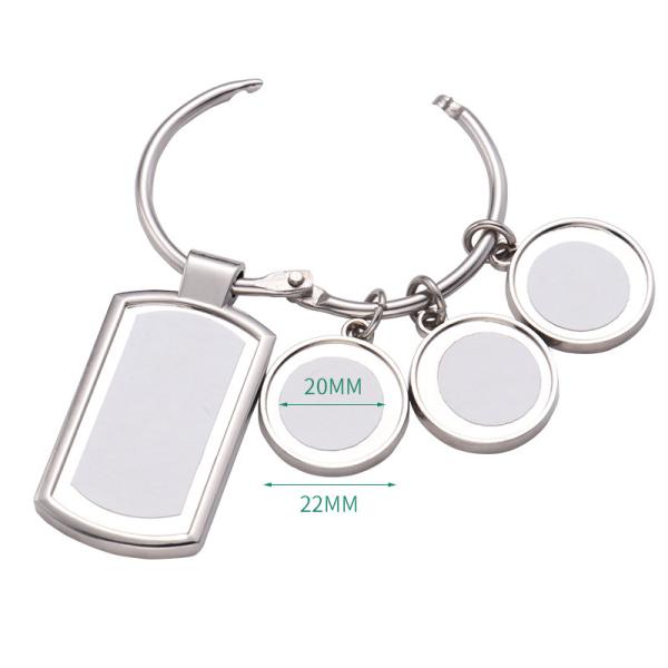 Llaveros de regalo promocionales personalizados Diseño en blanco Amuletos de sublimación Juego de llaveros con 3 etiquetas