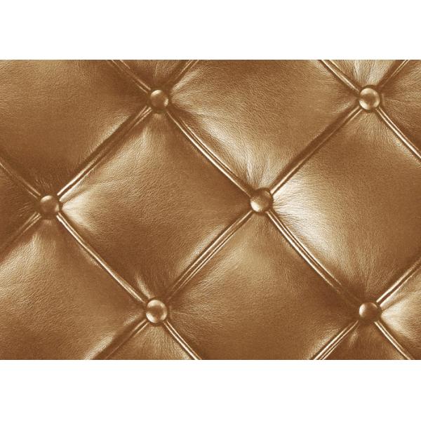 3D Effect Washable Vinyl Wallpaper , Luxurious Golden Leather Pattern Wallpaper